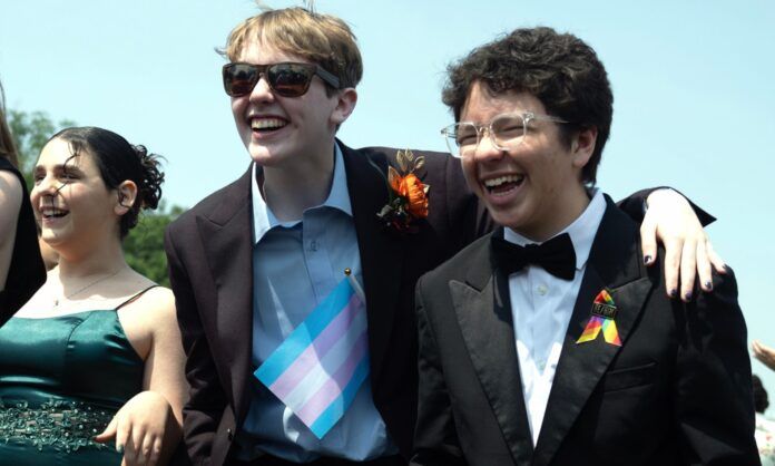 Trans teenagers during a Trans Youth Prom in Washington in May 2023.